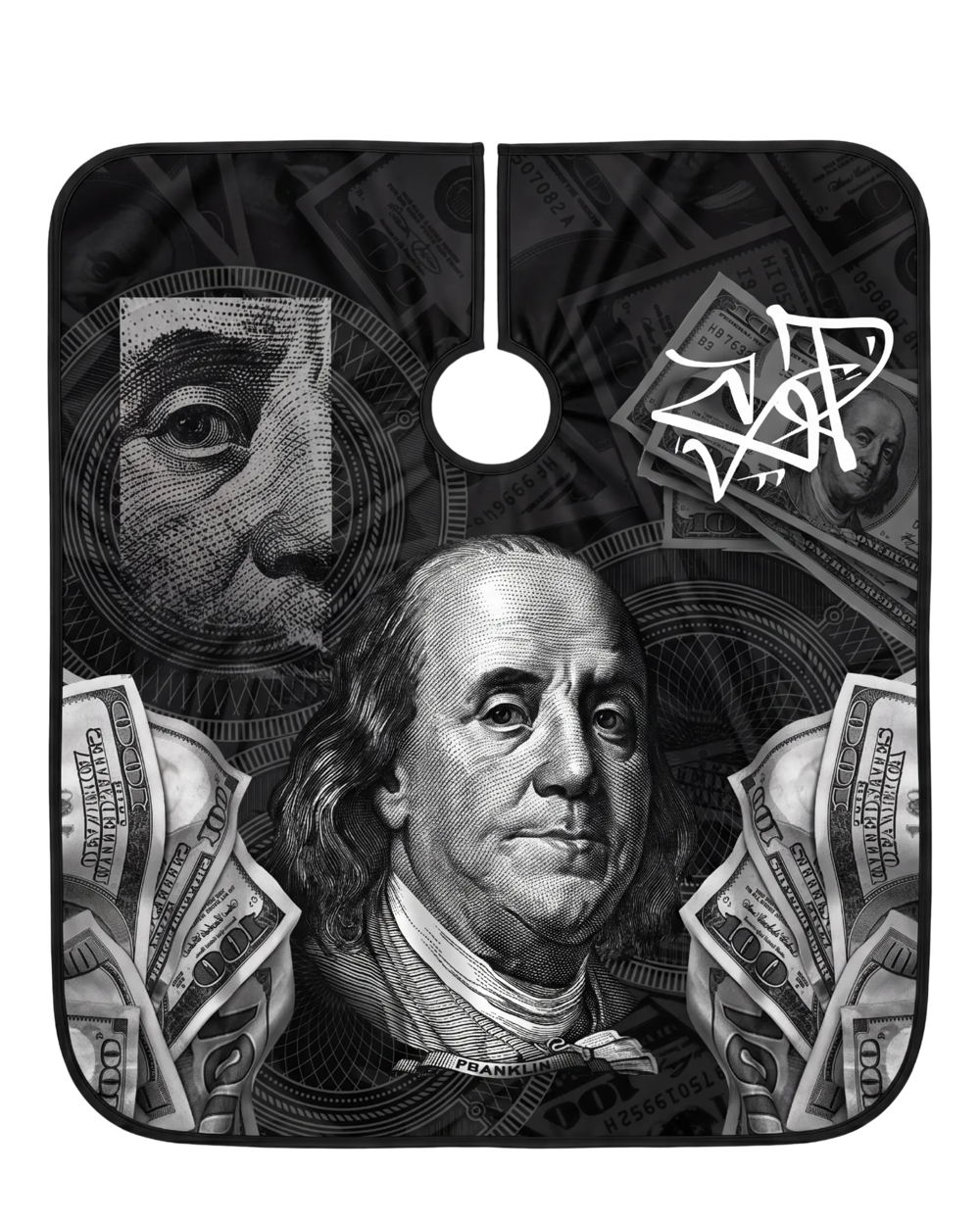 Faded Franklin barber cape